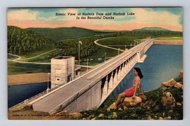 Norfork Dam, AR-Arkansas, Norfork Lake Antique, Vintage Postcard