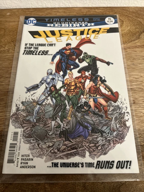 T-shirt Vintage Justice League, DC Comics, Bleu Clair, Taille XL (46-48)
