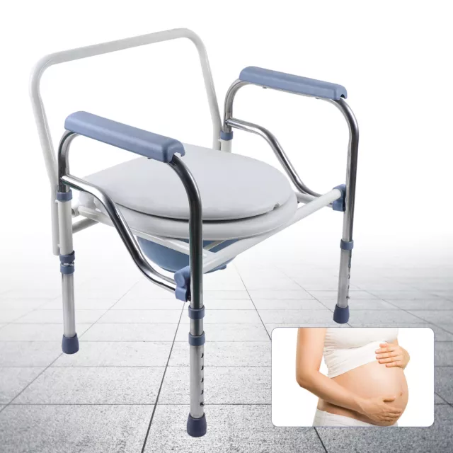 150kg Toilet Chair with Toilet Bucket Shower Chair Commode Seat Toilet Aid White