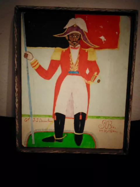 SENEQUE OBIN;ANTIQUE ORIGINAL OIL;Sgn;COLONEL J.J. DESSALINE;HAITIAN REVOLUTION