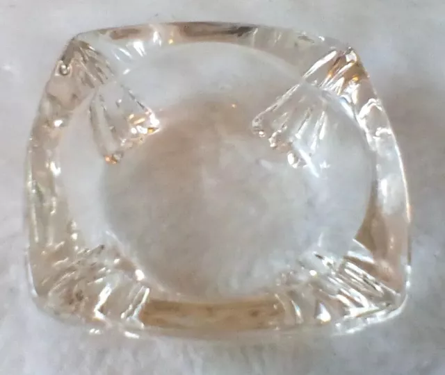 Vintage Ashtray Clear Glass  Square 3.5" Mid Century Modern Retro