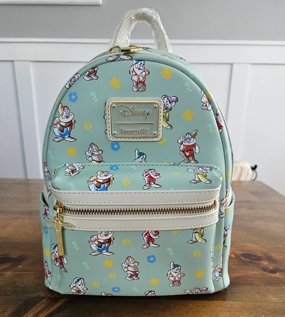 LOUNGEFLY DISNEY SNOW White Seven Dwarfs AOP Mini Backpack NWT Dopey