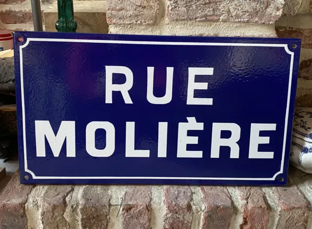 rare ancienne plaque de rue émaillée Rue MOLIERE enamel Road Sign