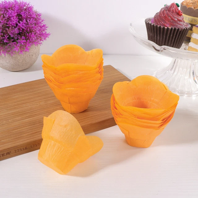 100 piezas taza de pergamino desechable tazas panecillos papel para pastel en forma de loto
