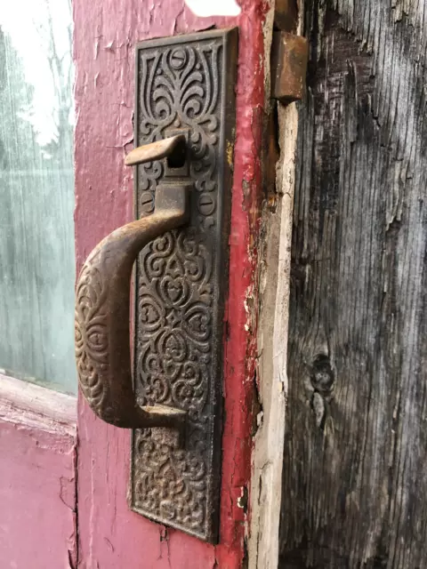 36x89" Antique Storefront Door with Original Eastlake Hardware, 2 1/8" thick 2