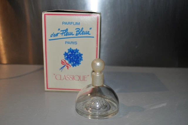 Pendentif Flacon à Parfum Vintage - Doré Et Laqué Bleu à Fleur - Bijou Ancien