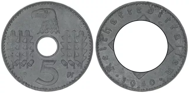 Reichskreditkassen 5 Pfennig J.618 1940 B seltenes Münzzeichen fast vz  70831