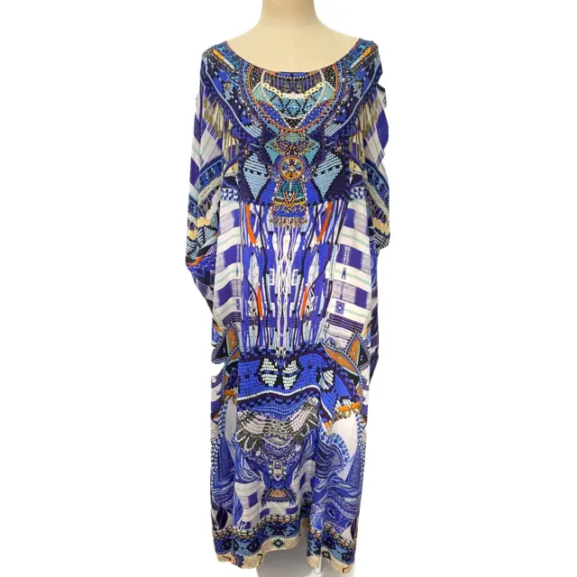 Camilla Franks Kaftan Silk Rhythm & Blues Round Neck One Size Embellished Maxi