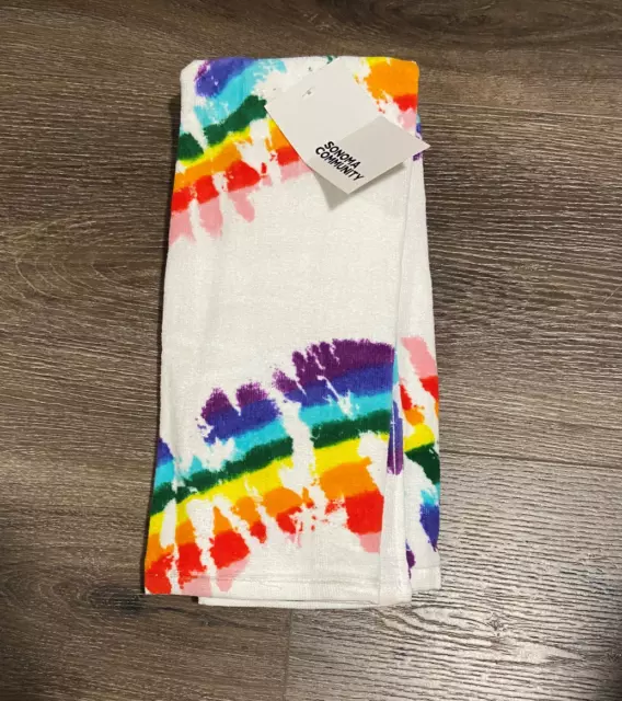 NWT Sonoma Community Kitchen Dish Hand Towel 2-pk Pride Rainbow tie dye