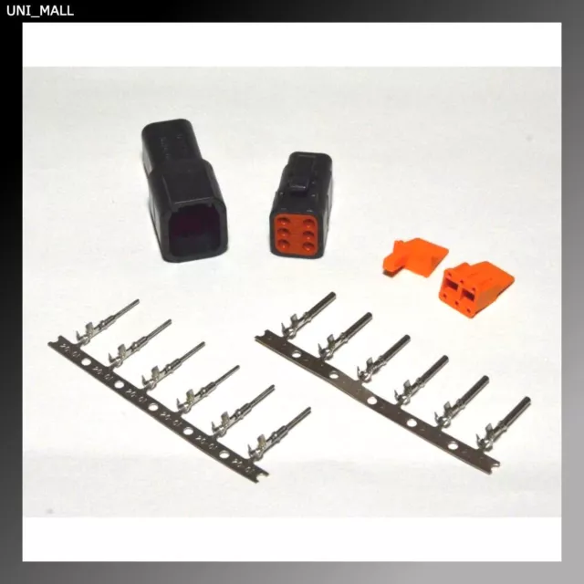 Deutsch DTM Noir 6-Pin Véritable Connecteur Kit, 20-22AWG Estampé Contacts, USA