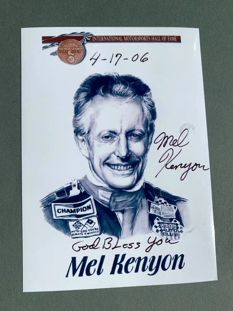MEL KENYON  HOF Motorsports signed autograph 4x5.8 Photo