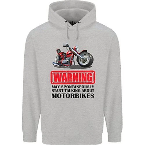 Warning May Spontaneously Talking About Motorbikes Mens 80% Cotton Hoodie