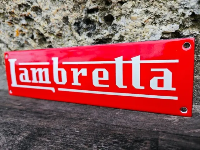Plaque émaillée LAMBRETTA  Enamel Sign no Vespa Piaggio Motobécane Ducati 2