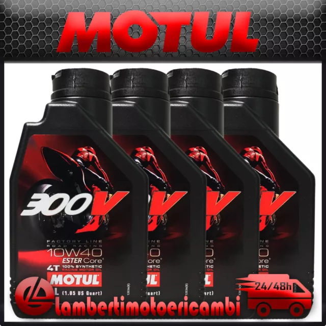 4 Quattro Litri Olio Motore Motul 300V 300 V 10W40 10 W 40 100% Sintetico