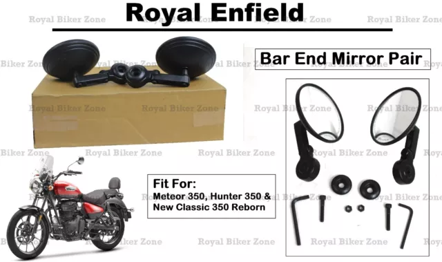 Royal Enfield Hunter / Meteor & New Classic 350 "Bar End Mirror" Matt Black