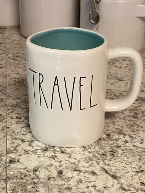 Rae Dunn TRAVEL Ceramic Coffee Tea Mug Cup Artisan Collection by Magenta Green