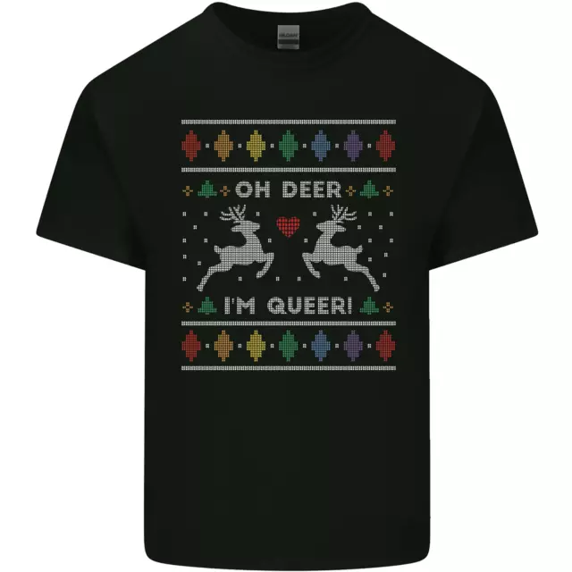 Natale Lgbt Oh Cervo IN Queer Gay Pride Uomo Cotone T-Shirt