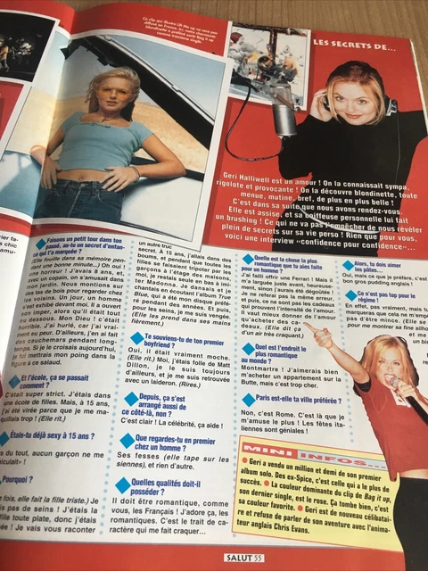 SPICE GIRLS GERI Halliwell Coupure Presse 2000 2 Pages Article Revue SPICE GIRLS GERI Halliwell Coupure Presse 2000 2 Pages Article Revue