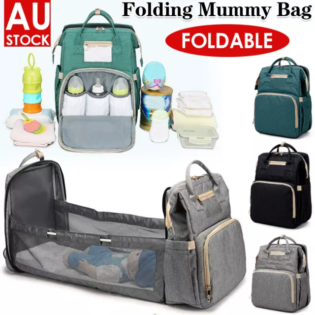 Large Changing Mummy Bag Maternity Nappy Diaper Crib Folding Baby Bed Backpack