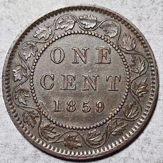 Canada Large Cent 1859, Narrow 9, Extra Fine+, Excellent Detail