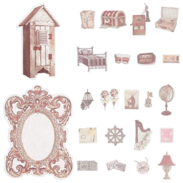 120 Pcs Pvc Vintage Flower Stickers Travel Journal Journaling