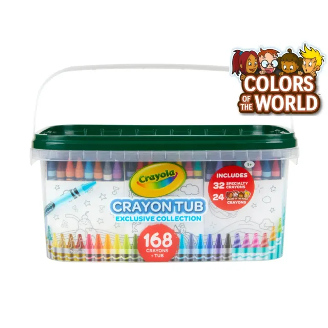 CRAYOLA CRAYON AND Storage Tub 168 Crayons 32 Specialty/24 Colors Of The  World $44.99 - PicClick