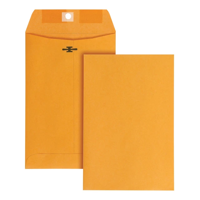 Office Depot Brand 6" x 9" Manila Envelopes, Clasp Closure, Brown Kraft, Box Of