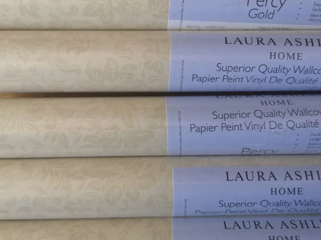 2 Rollen Laura Ashley Vintage Tapete PERCY, CREME, Vinyl waschbar