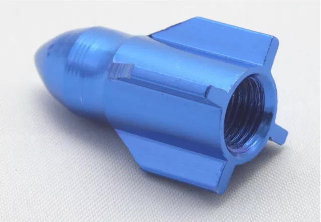 4x Tappi Valvola Razzo Coperchio Valvola Alluminio Auto Auto E Bike Moto Colore: Blu