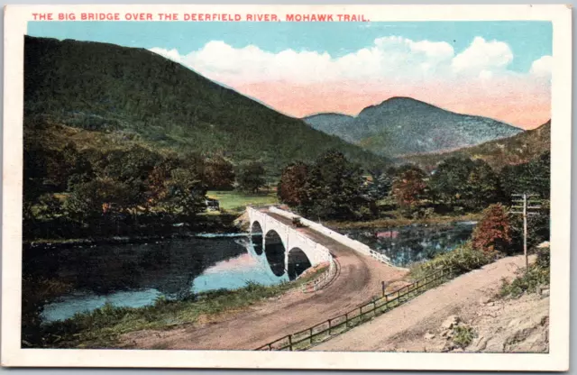 Massachusetts MA Big Bridge Deerfield River Mohawk Trail Vintage WB Postcard UP