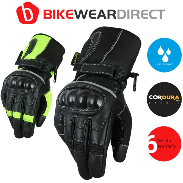 Cuero Impermeable Moto Guantes Textil Negro Protección Ce Motociclista