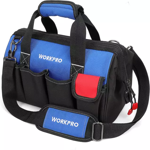 WORKPRO Werkzeugtasche mit verstellbarem Schultergurt und weiter Reißverschluss-