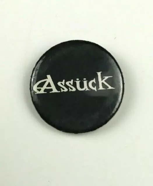 Rare Vintage ASSUCK Logo Button / Pin - Grindcore Napalm Death Carcass Crust