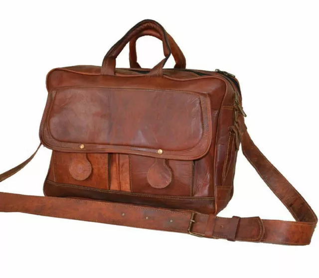 Homme Authentique Vintage Bandoulière Cuir Ordinateur Sacoche Sac Travail Marron