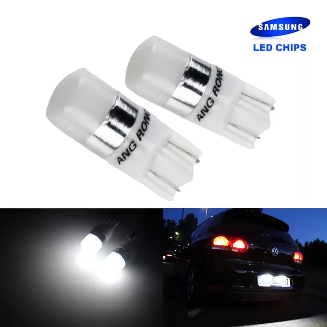 2x T10 W5W LED Ampoules 2 SMD Feux de Eclairage Interieur Plaque Blanc Xenon 12v