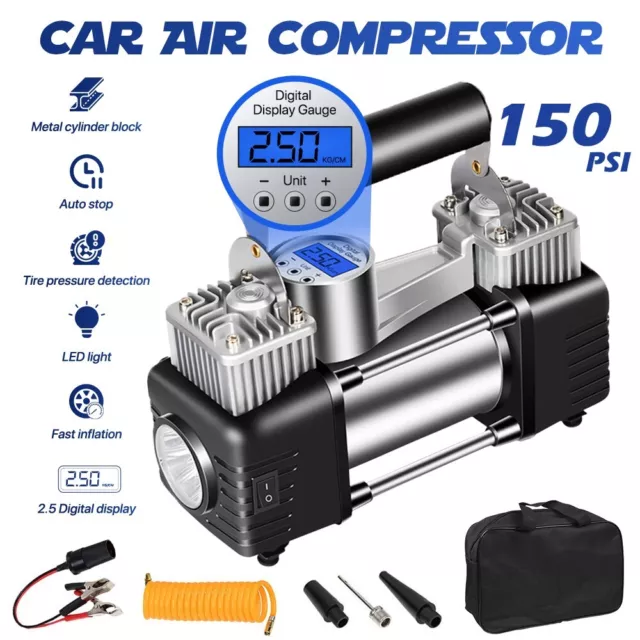 150PSI Heavy Duty 12V Portable Car Tyre Auto Tire Inflator Pump Air Compressor