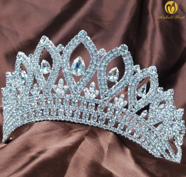 Concurso de belleza Miss Beauty 3,5" tiara mujer heaband princesa de estrás austriaco corona