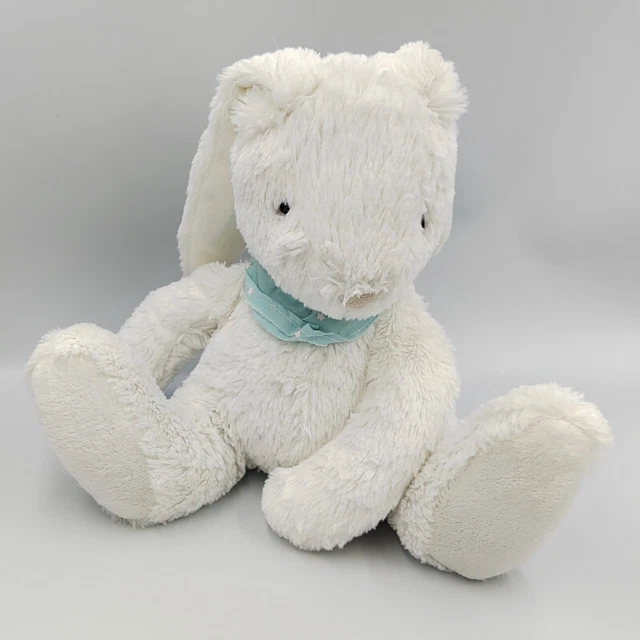 Doudou peluche lapin blanc foulard bleu etoiles CYRILLUS - 30969