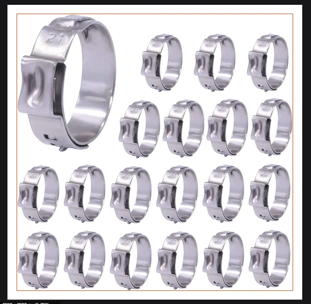 20PCS 5/8 Inch Pex Crimp Rings, Stainless Single Ear Clamp Rings (Open Diameter