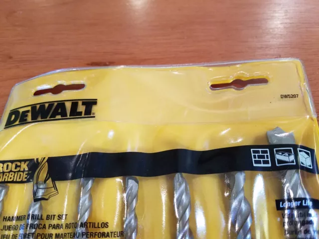 DeWalt Masonry Bit Hammer Drill Bits Set of 7 Rock Carbide DW5207 - NEW! 2