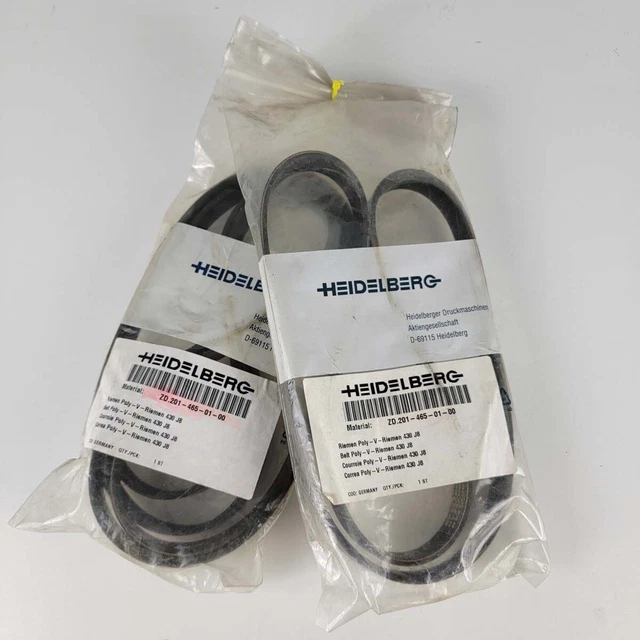 Lot of 2 Heidelberg Belt ZD.201-465-01-00 h Germany 430 J8 Poly-V