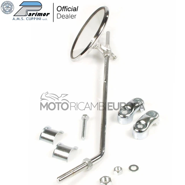 Specchietto Retrovisore Destro Cromato Per PIAGGIO VESPA PK S 50 1982 | Omologato Con Kit Di Montaggio M8