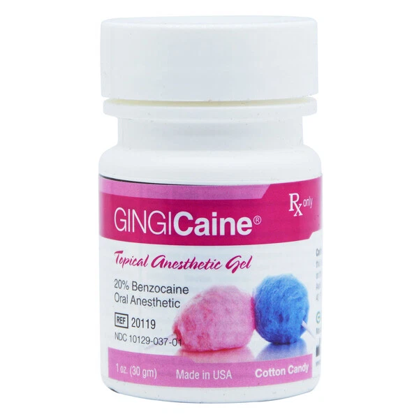 Gingicaine Cotton Candy flavored topical anesthetic (Benzocaine 20%) gel