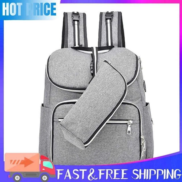 Baby Diaper Bag Backpack Waterproof Mummy Outdoor Large Capacity Bag (Grey)