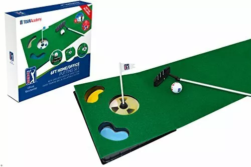 PGA Tour 6ft Putting Mat with Collapsible Putter & Alignment Guide Golf Ball