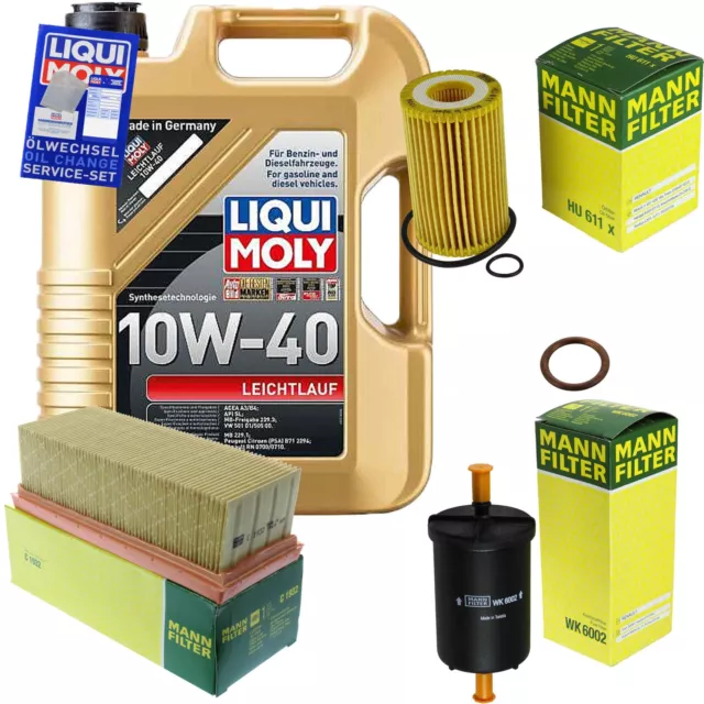 Mann-Filter Inspección Set 5 L Liqui Moly 10W-40 para Renault Clio II 1.2 16V