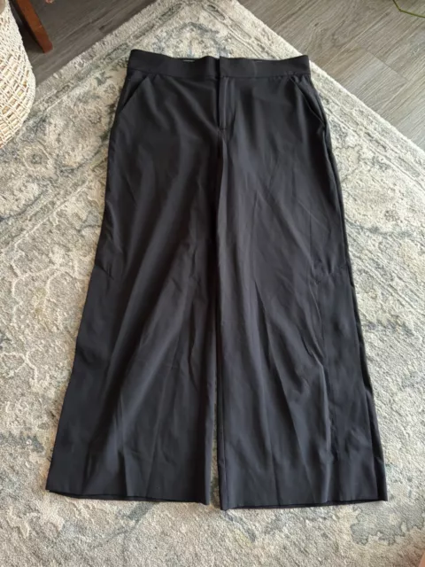 Athleta Tribeca Crop Athletic Wide Snap Leg Pants Stretch Casual Black Size 2