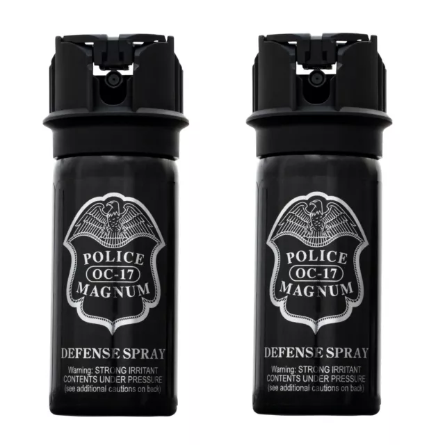 2 Police Magnum pepper spray 2 ounce Stream Flip Top Safety Defense Protection