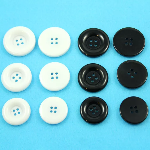 BLACK or WHITE *5 SIZES* ACRYLIC  BUTTONS *5 SIZES* SEWING HABERDASHERY