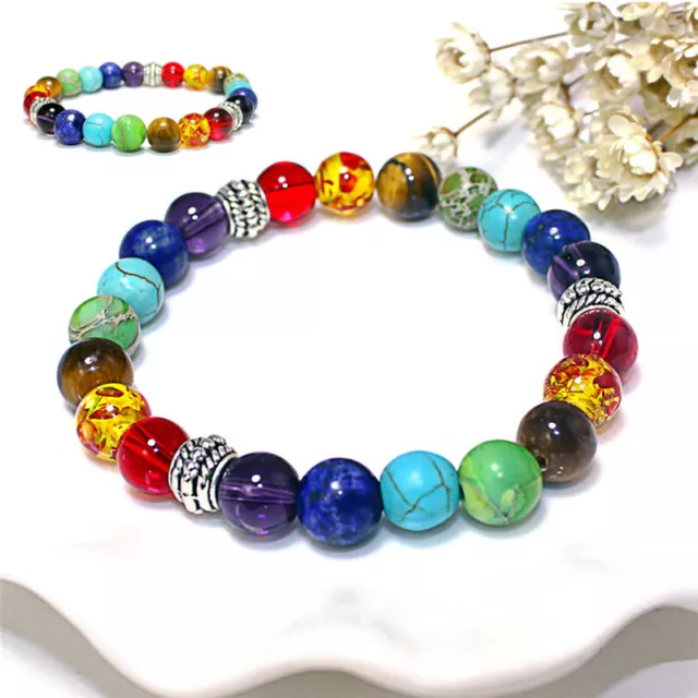 New7Chakra Healing Balance Beads Bracelet Bracciale in pietra naturale gioiell 2